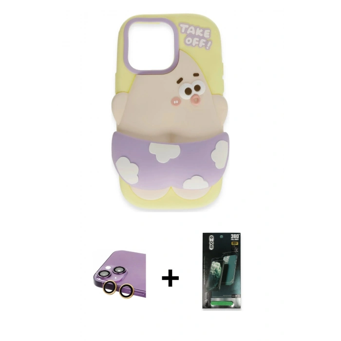 MARSİLYAN™- iPhone 15 Kılıf Akış Yansıma - Şeffaf 360 Full Body Arka Koruyucu + Raze Metal Kamera Lens - SI