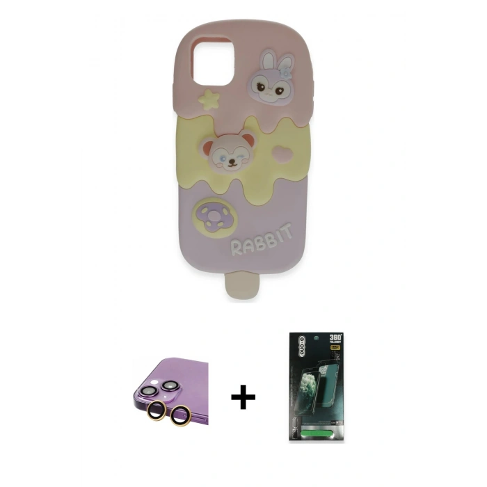 MARSİLYAN™- iPhone 15 Kılıf Akış Yansıma - Şeffaf 360 Full Body Arka Koruyucu + Raze Metal Kamera Lens - SI