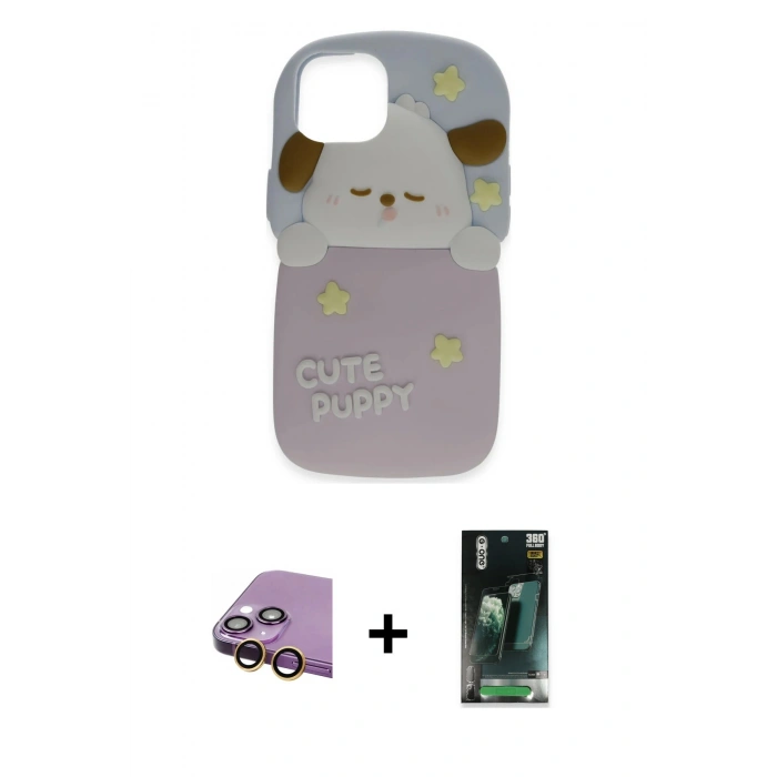 MARSİLYAN™- iPhone 15 Kılıf Akış Yansıma - Şeffaf 360 Full Body Arka Koruyucu + Raze Metal Kamera Lens - SI
