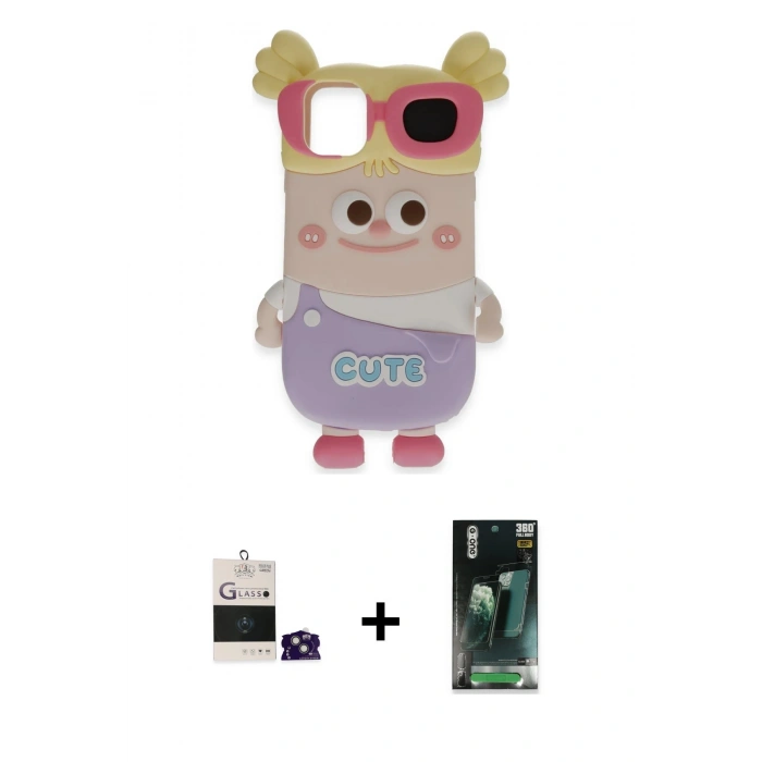 MARSİLYAN™- iPhone 15 Kılıf Akış Yansıma - Siyah 360 Mat Full Body Arka Koruyucu + Bilvis Titan Kamera Lens - YL