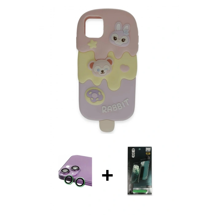 MARSİLYAN™- iPhone 15 Kılıf Akış Yansıma - Siyah 360 Mat Full Body Arka Koruyucu + Raze Metal Kamera Lens - YL
