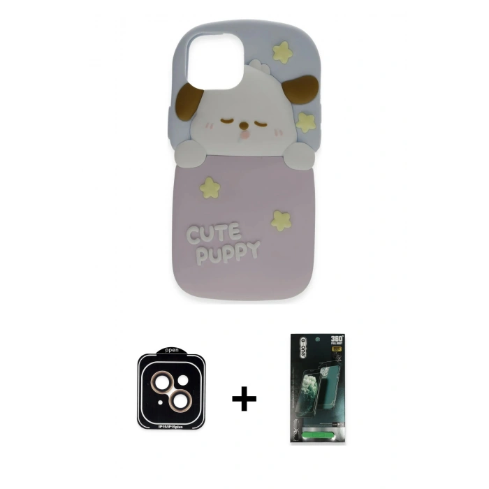MARSİLYAN™- iPhone 15 Kılıf Akış Yansıma - Siyah 360 Mat Full Body Arka Koruyucu + PVD Metal Kamera Lens - TU