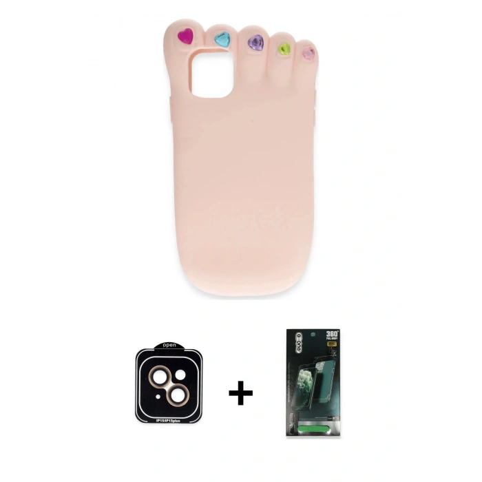MARSİLYAN™- iPhone 15 Kılıf Akış Yansıma - Siyah 360 Mat Full Body Arka Koruyucu + PVD Metal Kamera Lens - TU