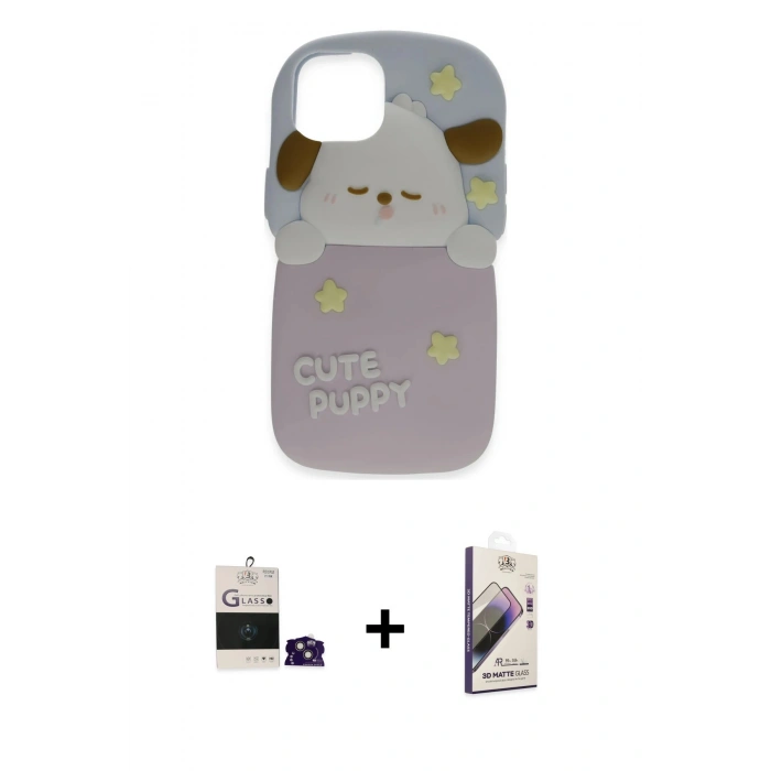 MARSİLYAN™- iPhone 15 Kılıf Akış Yansıma - Siyah Bilvis 3D Mat Cam Ekran Koruyucu + Bilvis Titan Kamera Lens - PE