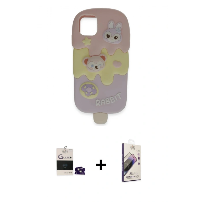 MARSİLYAN™- iPhone 15 Kılıf Akış Yansıma - Siyah Bilvis 3D Mat Cam Ekran Koruyucu + Bilvis Titan Kamera Lens - PE