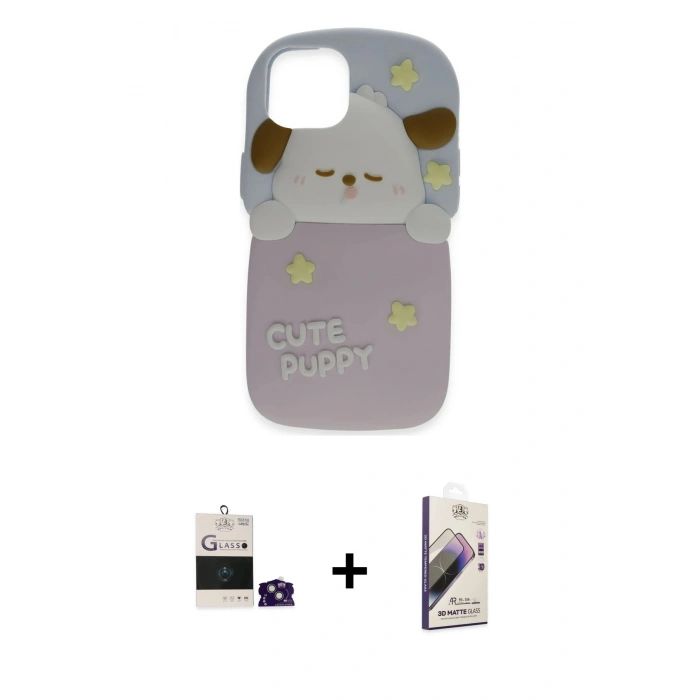 MARSİLYAN™- iPhone 15 Kılıf Akış Yansıma - Siyah Bilvis 3D Mat Cam Ekran Koruyucu + Bilvis Titan Kamera Lens - YL