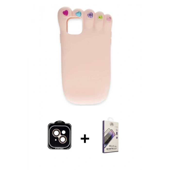 MARSİLYAN™- iPhone 15 Kılıf Akış Yansıma - Siyah Bilvis 3D Mat Cam Ekran Koruyucu + PVD Metal Kamera Lens - TU