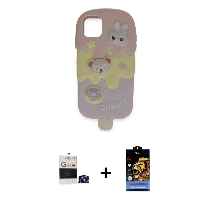 MARSİLYAN™- iPhone 15 Kılıf Akış Yansıma - Siyah Buffer Hayalet Cam Ekran Koruyucu + Bilvis Titan Kamera Lens - PE