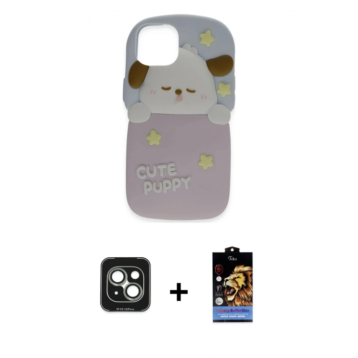 MARSİLYAN™- iPhone 15 Kılıf Akış Yansıma - Siyah Buffer Hayalet Cam Ekran Koruyucu + PVD Metal Kamera Lens - YL