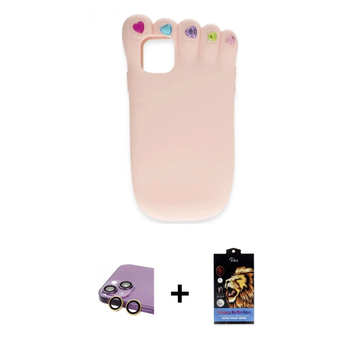 MARSİLYAN™- iPhone 15 Kılıf Akış Yansıma - Siyah Buffer Hayalet Cam Ekran Koruyucu + Raze Metal Kamera Lens - SI