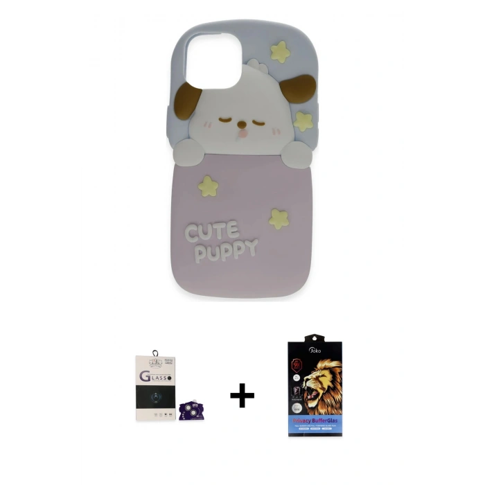 MARSİLYAN™- iPhone 15 Kılıf Akış Yansıma - Siyah Buffer Hayalet Cam Ekran Koruyucu + Bilvis Titan Kamera Lens - YL