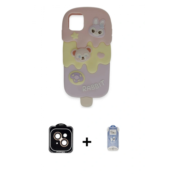 MARSİLYAN™- iPhone 15 Kılıf Akış Yansıma - Siyah Joko Magic 5D Cam + PVD Metal Kamera Lens - TU
