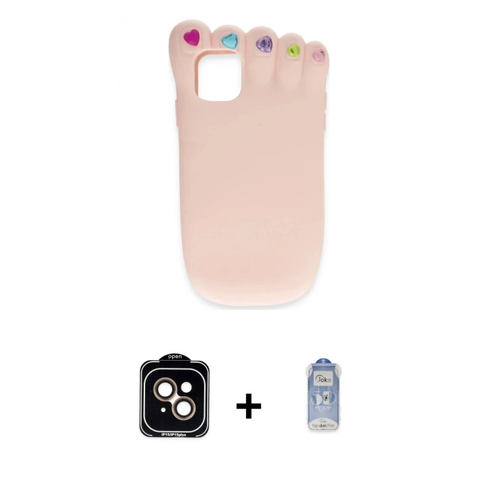 MARSİLYAN™- iPhone 15 Kılıf Akış Yansıma - Siyah Joko Magic 5D Cam + PVD Metal Kamera Lens - TU