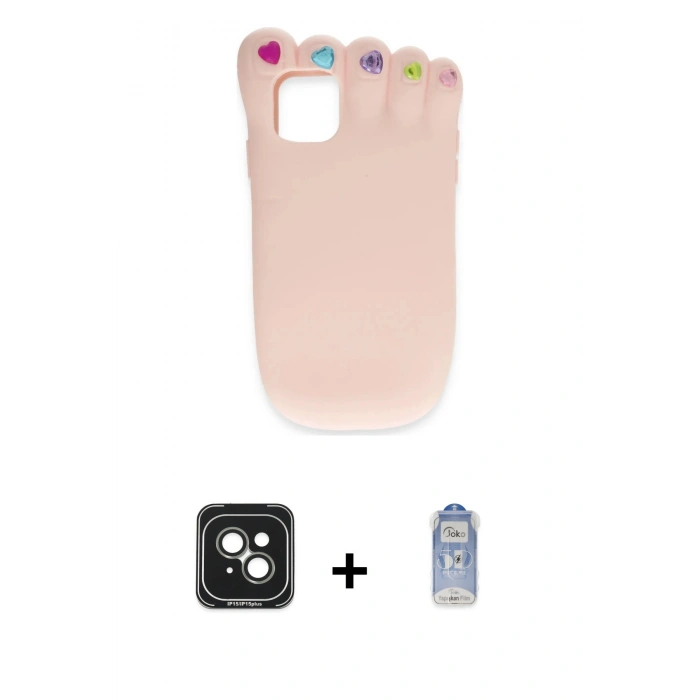 MARSİLYAN™- iPhone 15 Kılıf Akış Yansıma - Siyah Joko Magic 5D Cam + PVD Metal Kamera Lens - YL
