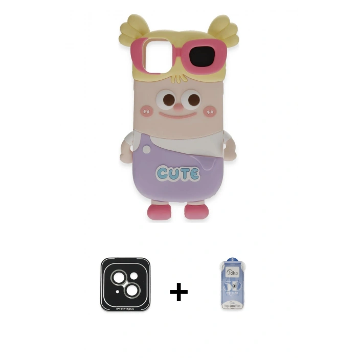 MARSİLYAN™- iPhone 15 Kılıf Akış Yansıma - Siyah Joko Magic 5D Cam + PVD Metal Kamera Lens - YL
