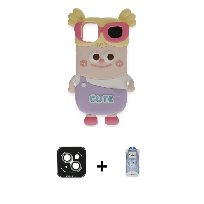 MARSİLYAN™- iPhone 15 Kılıf Akış Yansıma - Siyah Joko Magic 5D Cam + PVD Metal Kamera Lens - YL