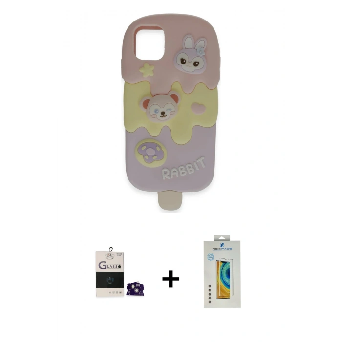 MARSİLYAN™- iPhone 15 Kılıf Akış Yansıma - Siyah Polymer Nano Ekran Koruyucu + Bilvis Titan Kamera Lens - PE