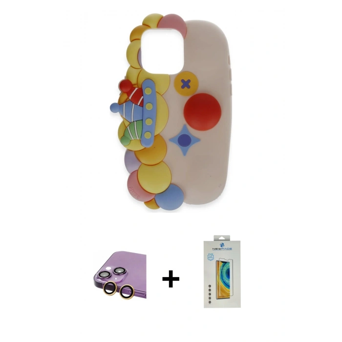 MARSİLYAN™- iPhone 15 Kılıf Akış Yansıma - Siyah Polymer Nano Ekran Koruyucu + Raze Metal Kamera Lens - SI