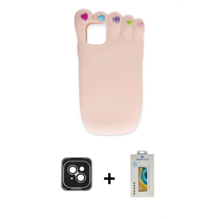 MARSİLYAN™- iPhone 15 Kılıf Akış Yansıma - Siyah Polymer Nano Ekran Koruyucu + PVD Metal Kamera Lens - YL