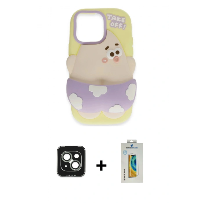 MARSİLYAN™- iPhone 15 Kılıf Akış Yansıma - Siyah Polymer Nano Ekran Koruyucu + PVD Metal Kamera Lens - YL