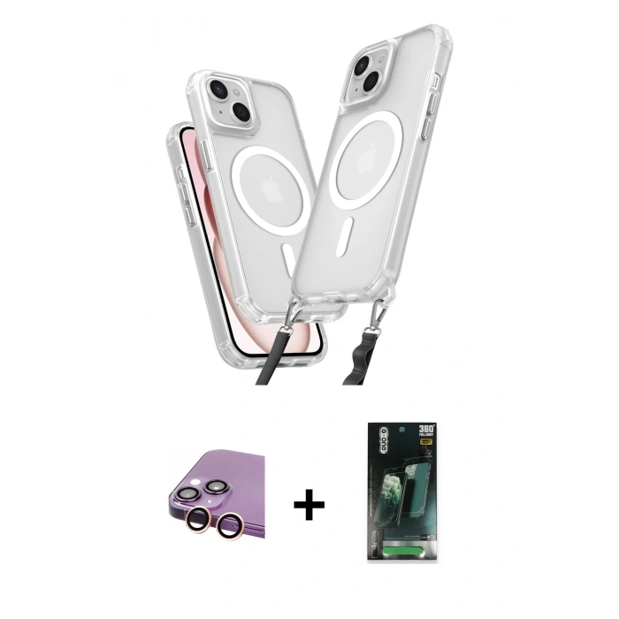MARSİLYAN™- iPhone 15 Kılıf Atlas Doku Koleksiyonu - Siyah 360 Mat Full Body Arka Koruyucu + Raze Metal Kamera Lens - PE