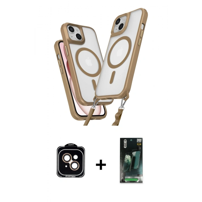 MARSİLYAN™- iPhone 15 Kılıf Atlas Doku Koleksiyonu - Siyah 360 Mat Full Body Arka Koruyucu + PVD Metal Kamera Lens - TU