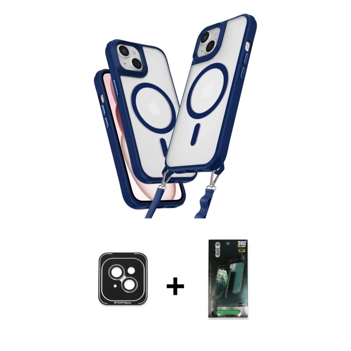 MARSİLYAN™- iPhone 15 Kılıf Atlas Doku Koleksiyonu - Siyah 360 Mat Full Body Arka Koruyucu + PVD Metal Kamera Lens - YL