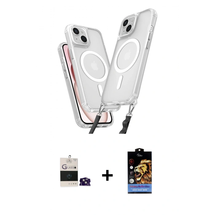 MARSİLYAN™- iPhone 15 Kılıf Atlas Doku Koleksiyonu - Siyah Buffer Hayalet Cam Ekran Koruyucu + Bilvis Titan Kamera Lens - PE