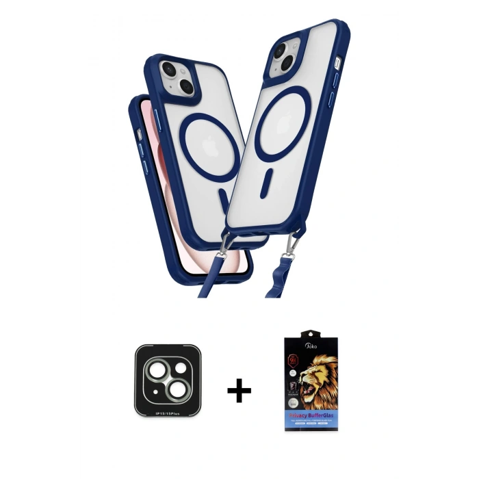 MARSİLYAN™- iPhone 15 Kılıf Atlas Doku Koleksiyonu - Siyah Buffer Hayalet Cam Ekran Koruyucu + PVD Metal Kamera Lens - YL