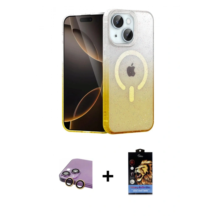 MARSİLYAN™- iPhone 15 Kılıf Eksen Minimal Özel Seri - Siyah Buffer Hayalet Cam Ekran Koruyucu + Raze Metal Kamera Lens - SI