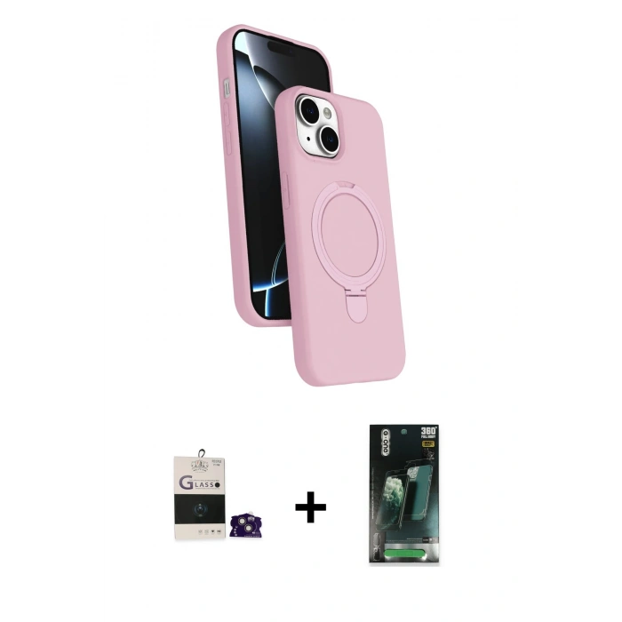 MARSİLYAN™- iPhone 15 Kılıf İz Işık Koleksiyonu - Şeffaf 360 Full Body Arka Koruyucu + Bilvis Titan Kamera Lens - PE