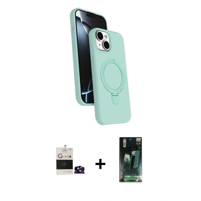 MARSİLYAN™- iPhone 15 Kılıf İz Işık Koleksiyonu - Şeffaf 360 Full Body Arka Koruyucu + Bilvis Titan Kamera Lens - PE