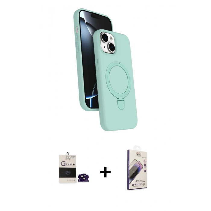 MARSİLYAN™- iPhone 15 Kılıf İz Işık Koleksiyonu - Siyah Bilvis 3D Mat Cam Ekran Koruyucu + Bilvis Titan Kamera Lens - SH