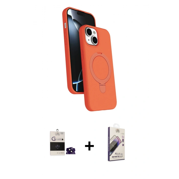 MARSİLYAN™- iPhone 15 Kılıf İz Işık Koleksiyonu - Siyah Bilvis 3D Mat Cam Ekran Koruyucu + Bilvis Titan Kamera Lens - SH