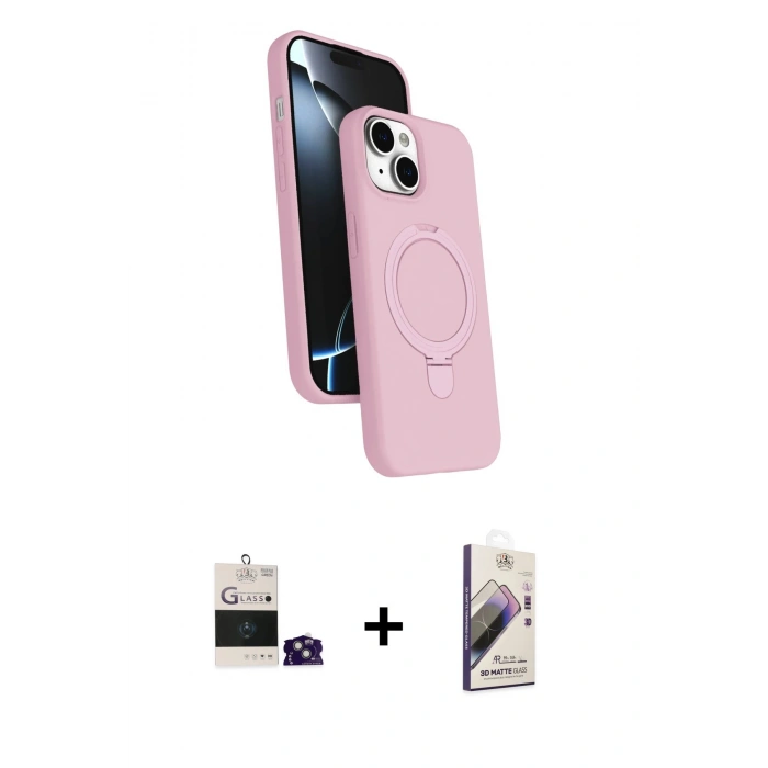 MARSİLYAN™- iPhone 15 Kılıf İz Işık Koleksiyonu - Siyah Bilvis 3D Mat Cam Ekran Koruyucu + Bilvis Titan Kamera Lens - YL