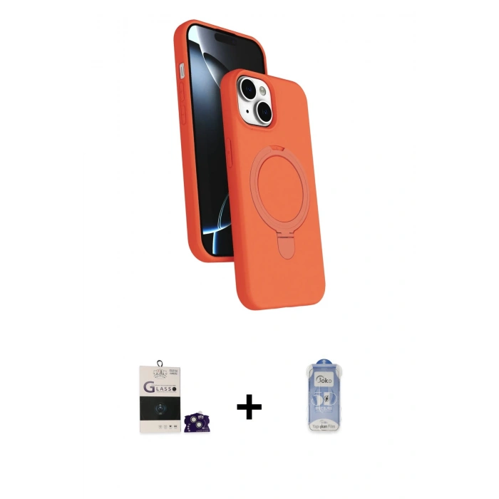 MARSİLYAN™- iPhone 15 Kılıf İz Işık Koleksiyonu - Siyah Joko Magic 5D Cam + Bilvis Titan Kamera Lens - YL