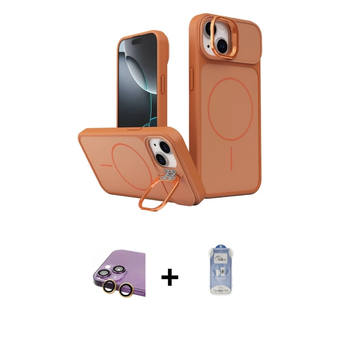 MARSİLYAN™- iPhone 15 Kılıf İz Modern Prime - Siyah Joko Magic 5D Cam + Raze Metal Kamera Lens - SI