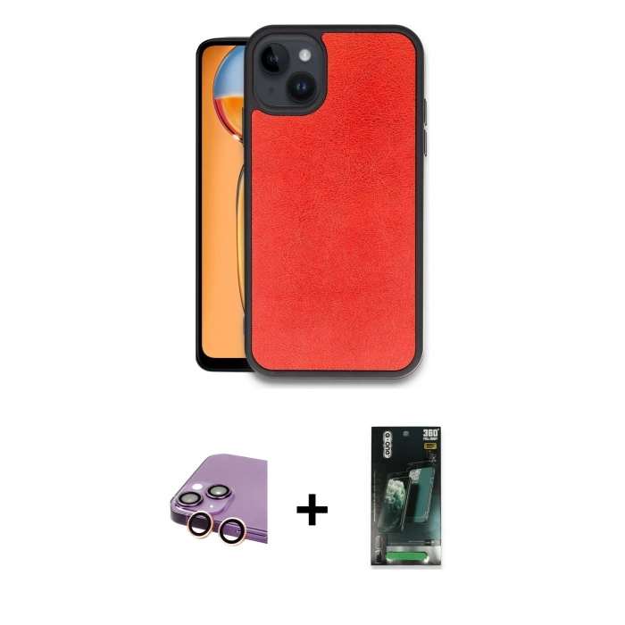 MARSİLYAN™- iPhone 15 Kılıf Kıvılcım Işık Serisi - Şeffaf 360 Full Body Arka Koruyucu + Raze Metal Kamera Lens - PE