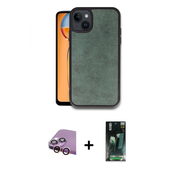 MARSİLYAN™- iPhone 15 Kılıf Kıvılcım Işık Serisi - Şeffaf 360 Full Body Arka Koruyucu + Raze Metal Kamera Lens - PE