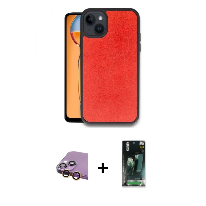 MARSİLYAN™- iPhone 15 Kılıf Kıvılcım Işık Serisi - Şeffaf 360 Full Body Arka Koruyucu + Raze Metal Kamera Lens - SI