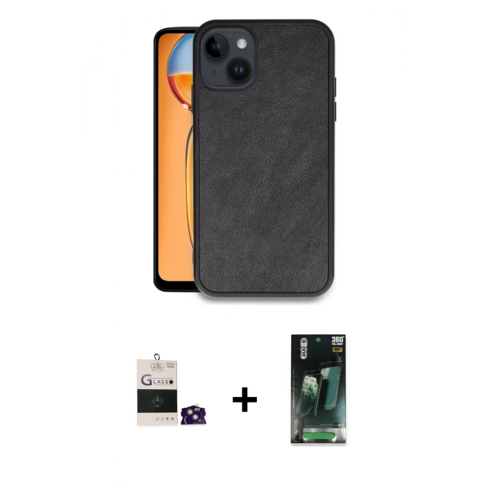 MARSİLYAN™- iPhone 15 Kılıf Kıvılcım Işık Serisi - Şeffaf 360 Full Body Arka Koruyucu + Bilvis Titan Kamera Lens - YL