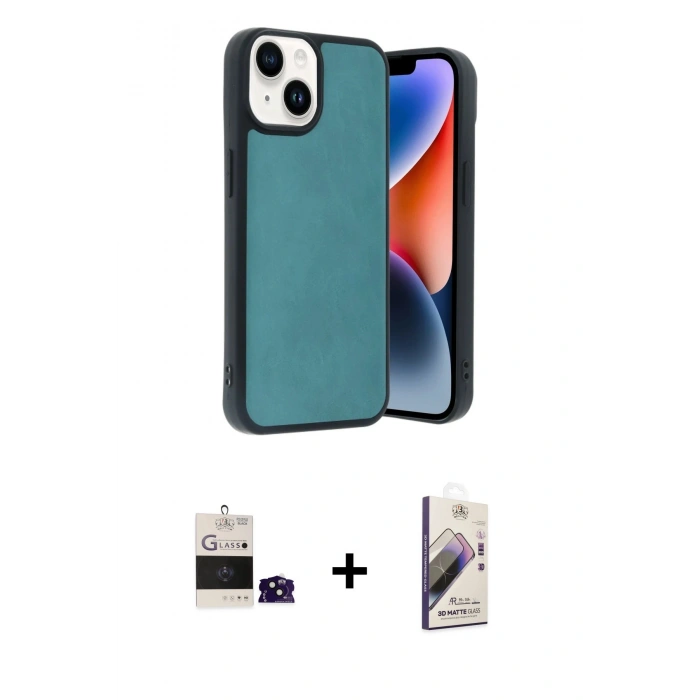 MARSİLYAN™- iPhone 15 Kılıf Kıvılcım Işık Serisi - Siyah Bilvis 3D Mat Cam Ekran Koruyucu + Bilvis Titan Kamera Lens - SH
