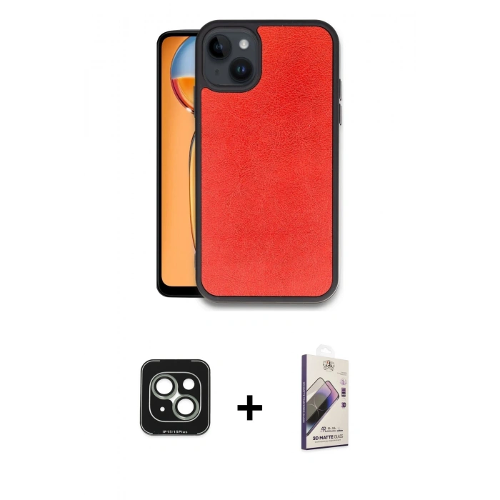 MARSİLYAN™- iPhone 15 Kılıf Kıvılcım Işık Serisi - Siyah Bilvis 3D Mat Cam Ekran Koruyucu + PVD Metal Kamera Lens - YL