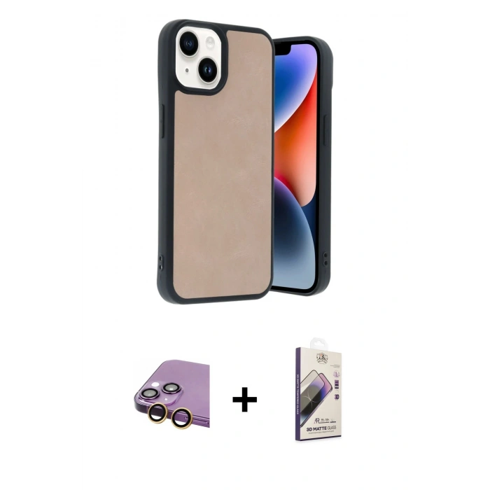 MARSİLYAN™- iPhone 15 Kılıf Kıvılcım Işık Serisi - Siyah Bilvis 3D Mat Cam Ekran Koruyucu + Raze Metal Kamera Lens - SI