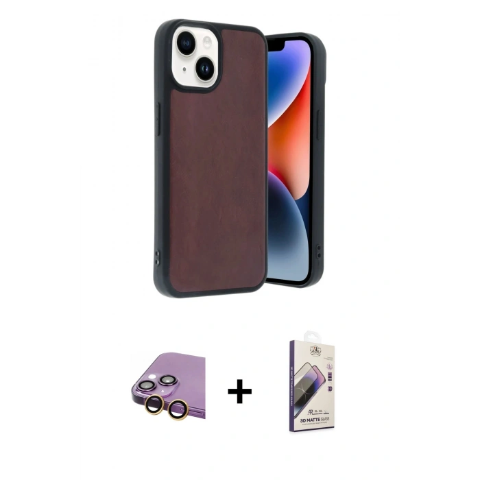 MARSİLYAN™- iPhone 15 Kılıf Kıvılcım Işık Serisi - Siyah Bilvis 3D Mat Cam Ekran Koruyucu + Raze Metal Kamera Lens - SI