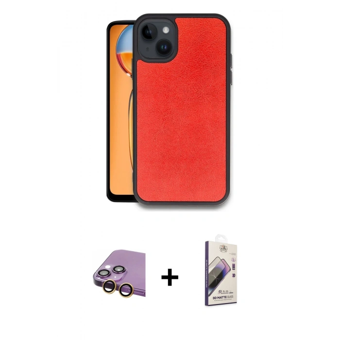 MARSİLYAN™- iPhone 15 Kılıf Kıvılcım Işık Serisi - Siyah Bilvis 3D Mat Cam Ekran Koruyucu + Raze Metal Kamera Lens - SI