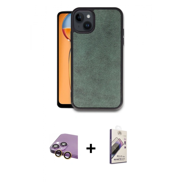 MARSİLYAN™- iPhone 15 Kılıf Kıvılcım Işık Serisi - Siyah Bilvis 3D Mat Cam Ekran Koruyucu + Raze Metal Kamera Lens - SI