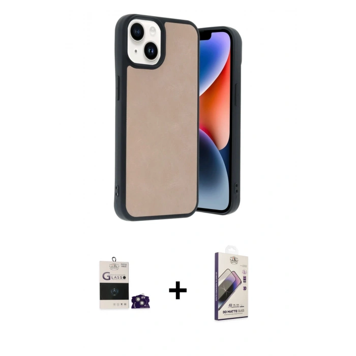 MARSİLYAN™- iPhone 15 Kılıf Kıvılcım Işık Serisi - Siyah Bilvis 3D Mat Cam Ekran Koruyucu + Bilvis Titan Kamera Lens - YL