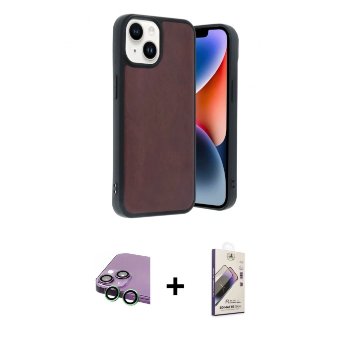 MARSİLYAN™- iPhone 15 Kılıf Kıvılcım Işık Serisi - Siyah Bilvis 3D Mat Cam Ekran Koruyucu + Raze Metal Kamera Lens - YL