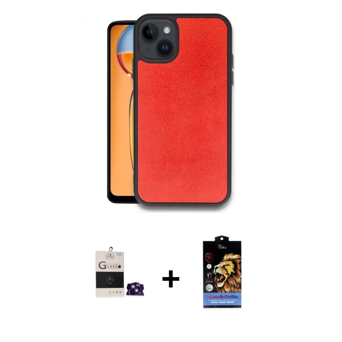 MARSİLYAN™- iPhone 15 Kılıf Kıvılcım Işık Serisi - Siyah Buffer Hayalet Cam Ekran Koruyucu + Bilvis Titan Kamera Lens - PE